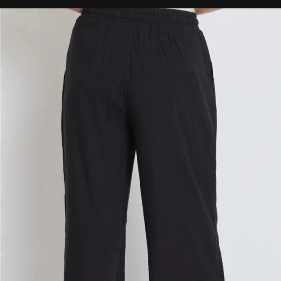 NWT Royalty For Me Black Drawstring Wide Straight Pant with Tie. Size: L - Picture 1 of 5